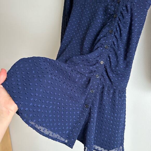 Yumi Kim Valencia Swiss Dot Long Sleeve Mini Dress Navy 2XS $228 - Picture 7 of 11